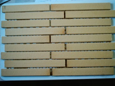 Riemchen in Cremegelb 3cm x 24cm Klinkerfliese auf Netz 1m²/Karton