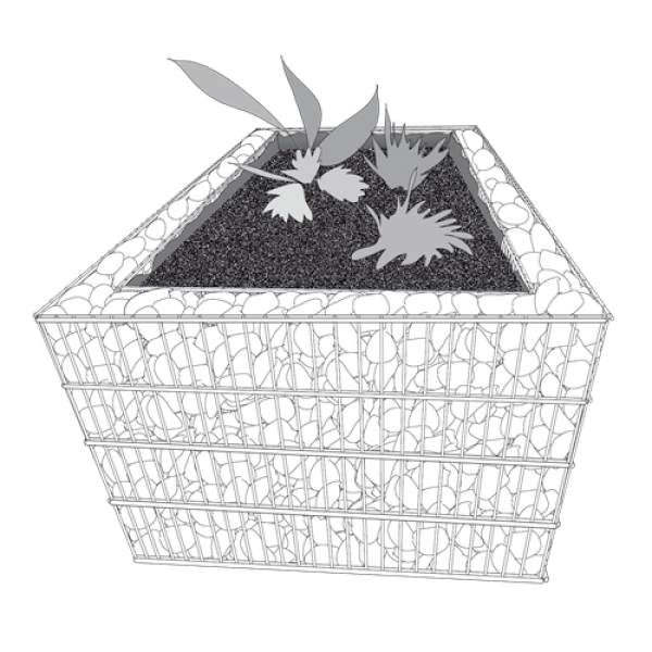 Hochbeet Gabionen 250 cm x 120 cm, MW 25/200 Höhe 80 cm